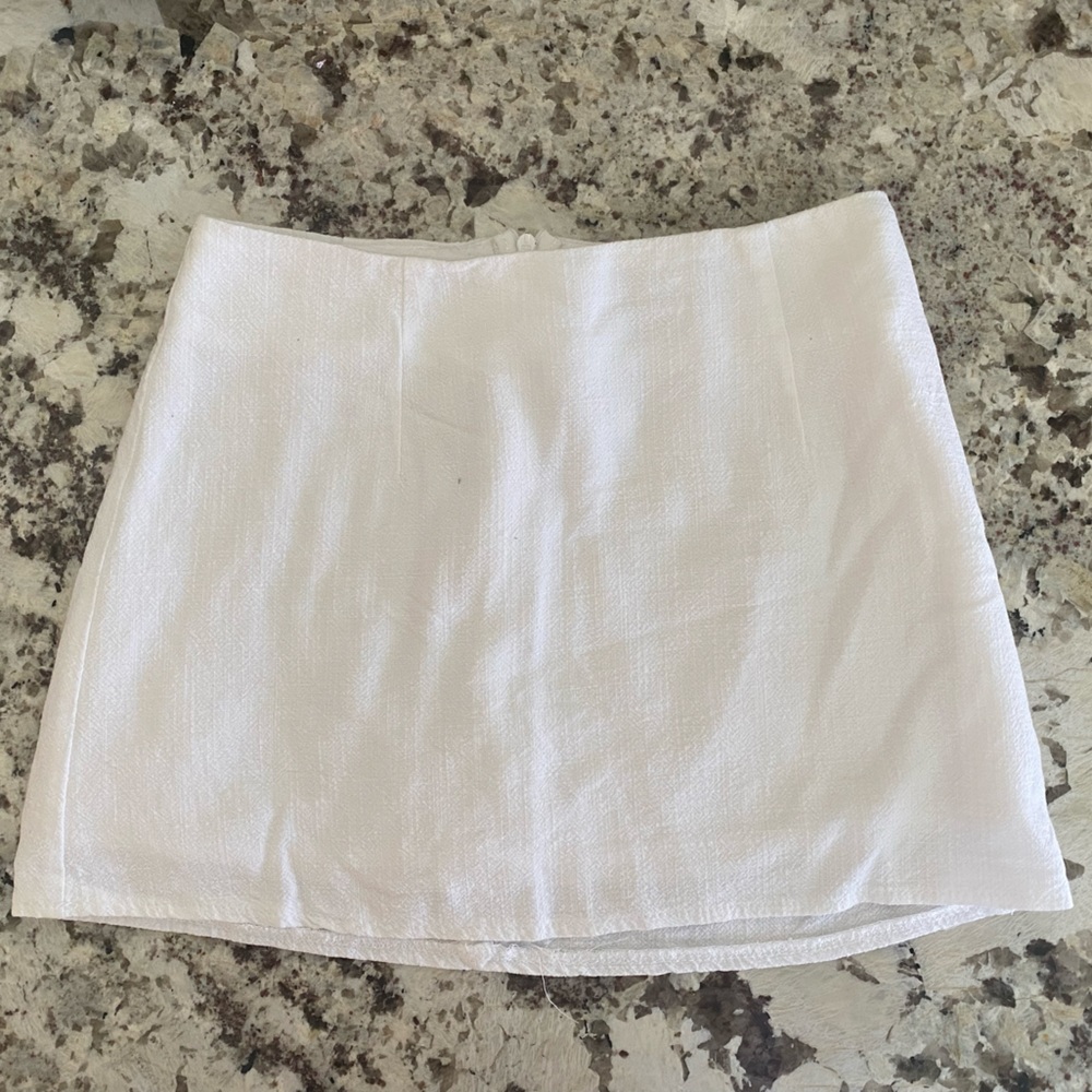 Princess Polly White Linen Mini Skirt